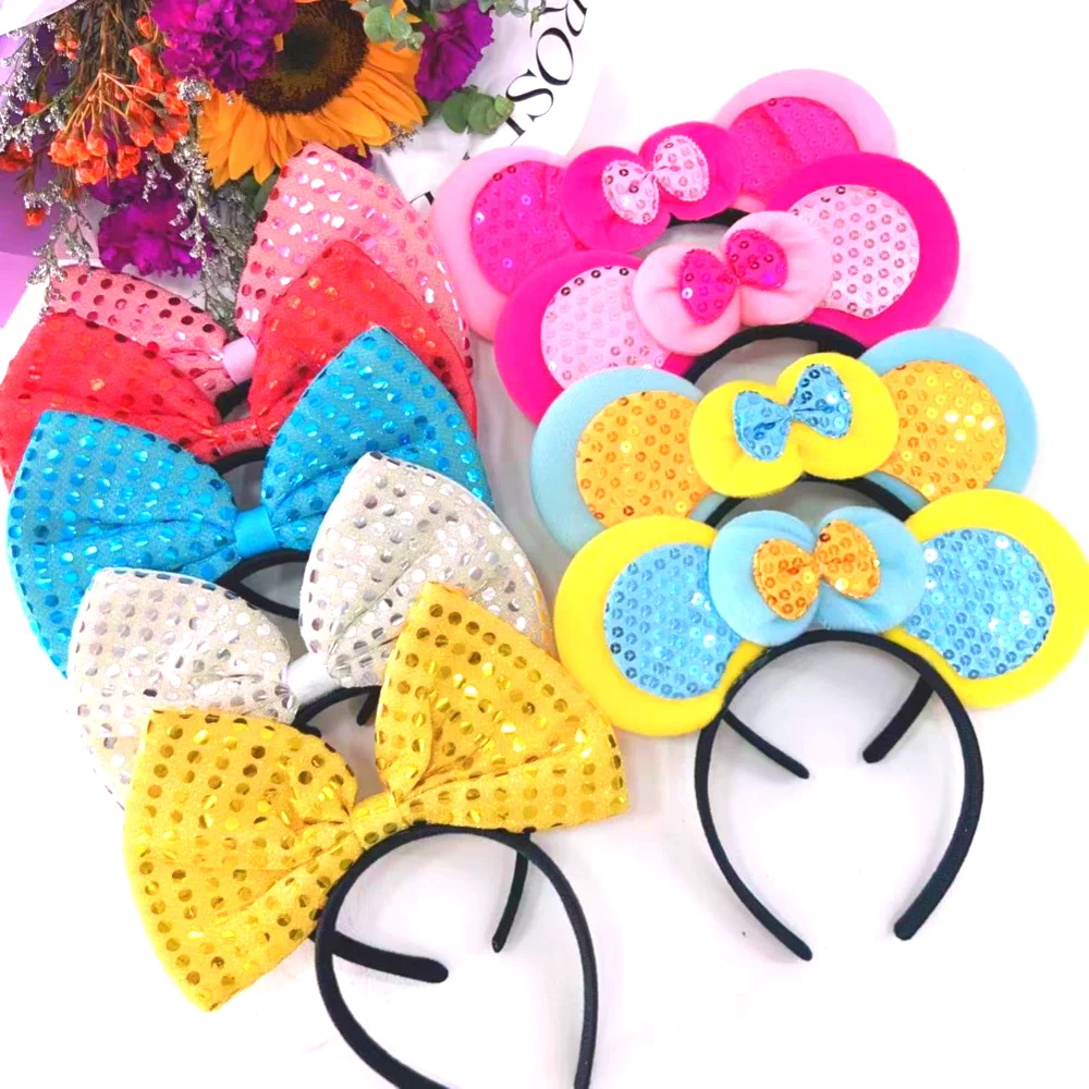 2023 New Mickey Mouse Ears Headband Carnival Big Bow Hairband Kids Festival Hair Accessories Adult Party Gift Fashion Headwear