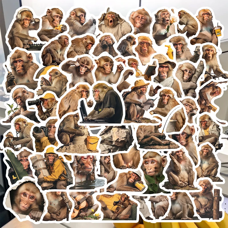 55pcs cute real monkey stickers new DIY unique animal accessories interesting mug car room sticker festival  gift accessory