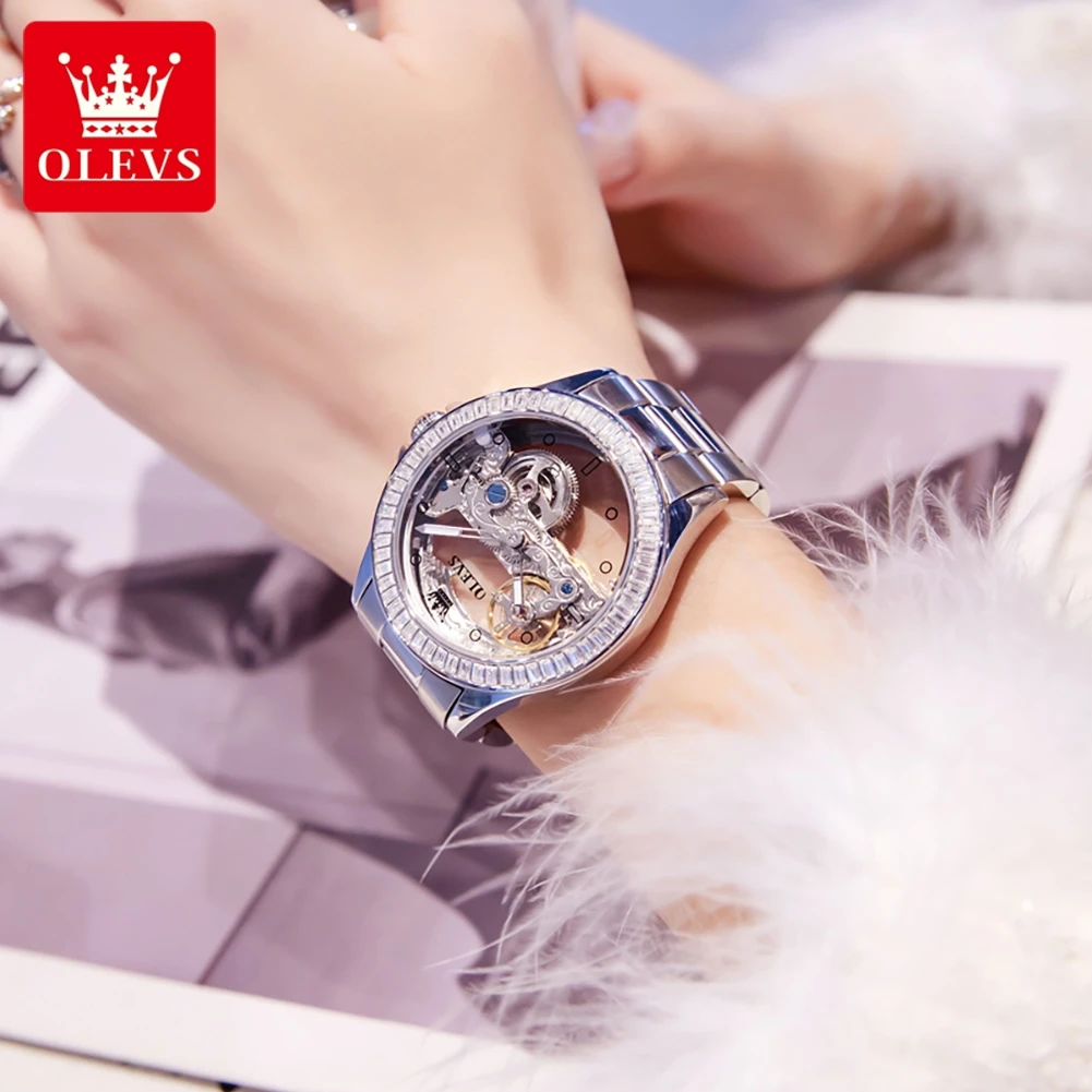 OLEVS-Montre mécanique automatique pour femme, montre étanche évidée, marque de luxe, mode originale, 6699