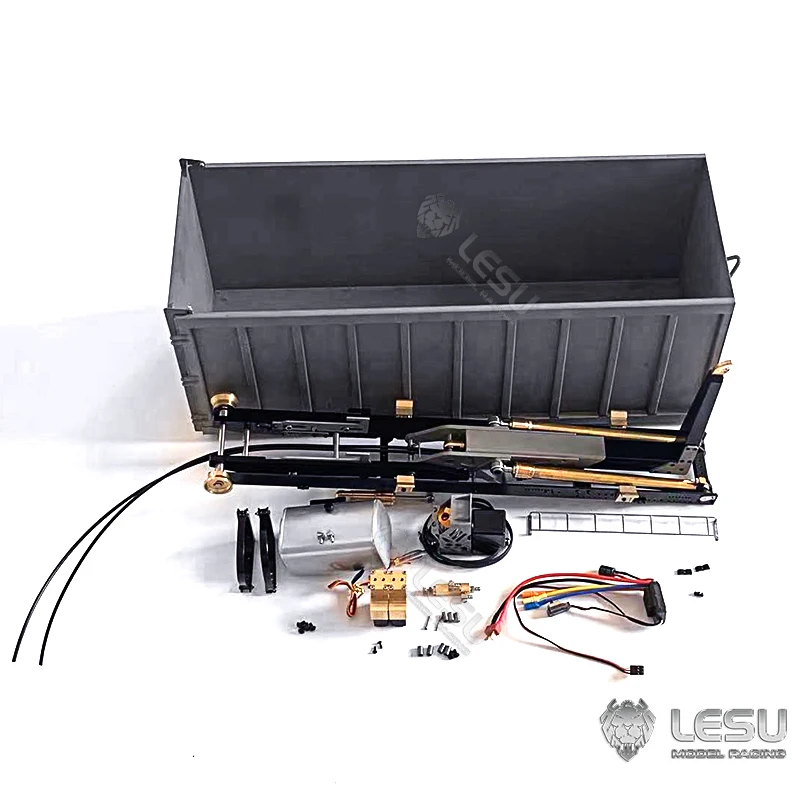 LESU RC Metal Hydraulic Rod Waste Bin W/Tank Pump Valve ESC  for 1/14 Scale 8*8 RC Dumper Truck Tamiyaya DIY Model Toy TH19760