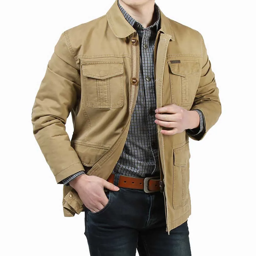 

Fashion Military Style Cotton Jacket Men Casual Loose Baggy Outwear Coat Steetwear Leisure Spring Autumn Clothing