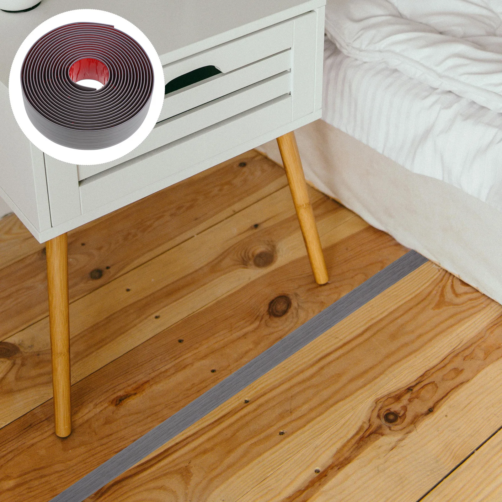 شريط انتقال عتبة 5 أمتار ذاتي اللصق للمداخل، شريط حافة تسوية الأرضية، غطاء مرن قابل للتقشير والعصا