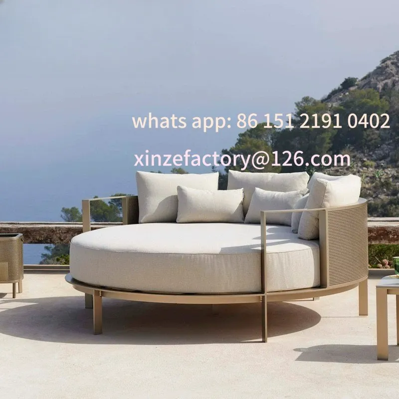

Customizable Villa Terrace Bed Outdoor Courtyard Garden Rattan Sofa Pool Large Round Bed