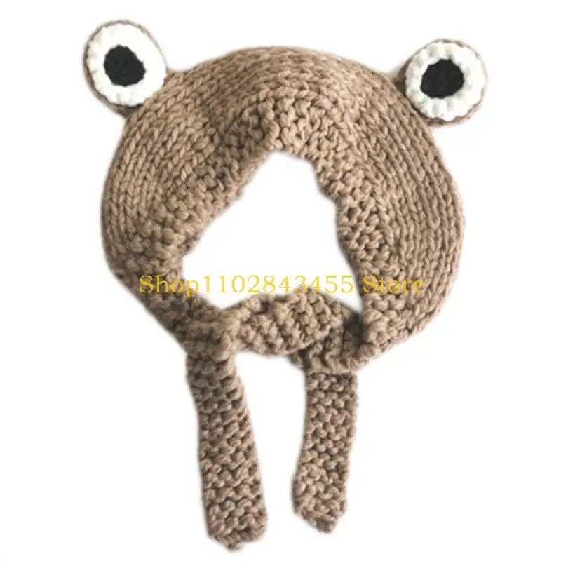 

49MC Мультяшная шапка, милая вязаная шапка для лягушки, зимний головной убор, забавный реквизит для фотосессии для вечеринки