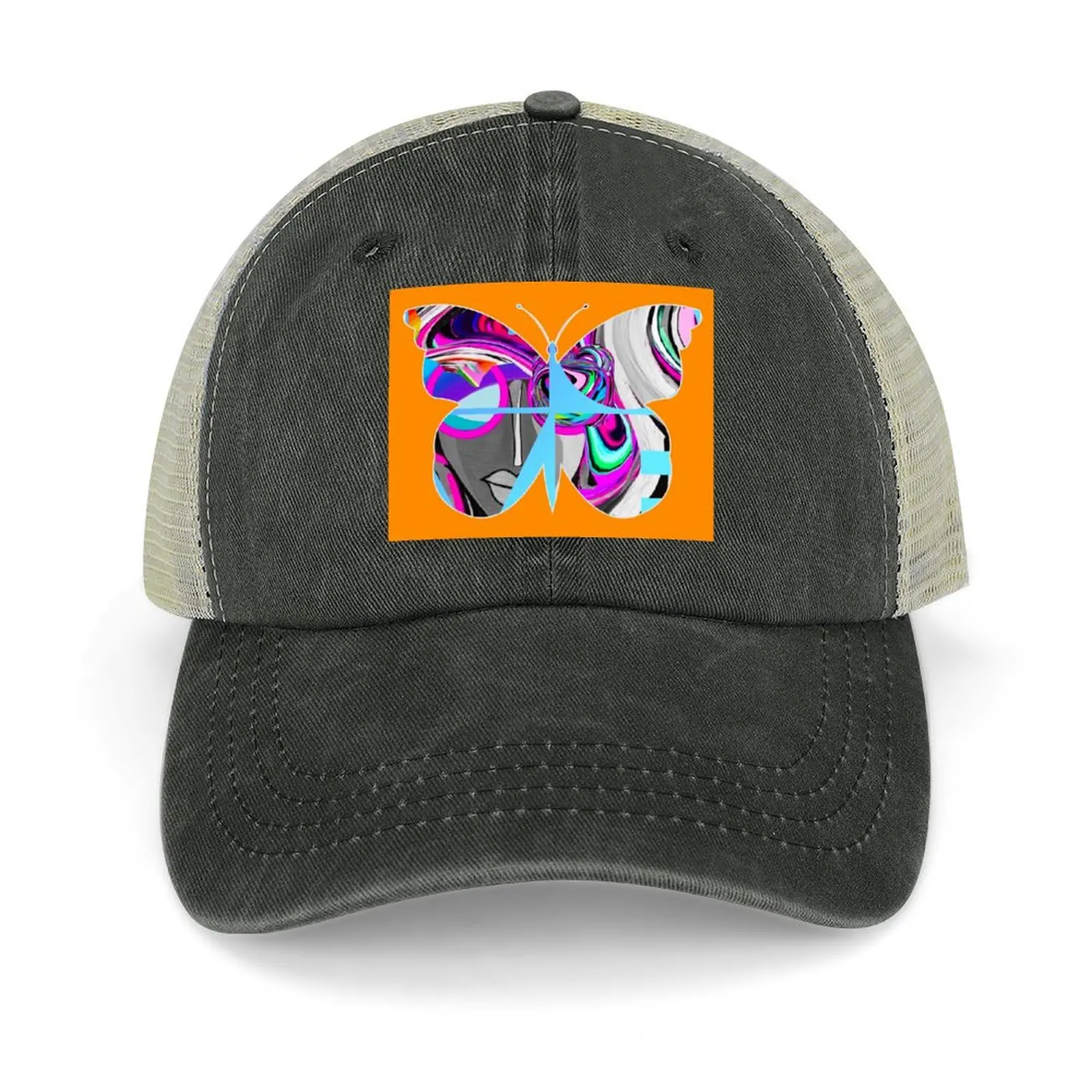 

Butterfly Retro Girl - Orange Blue Baseball Cap Sunhat Horse Hat sun caps foam party Hat Women's Hats For The Sun Men's