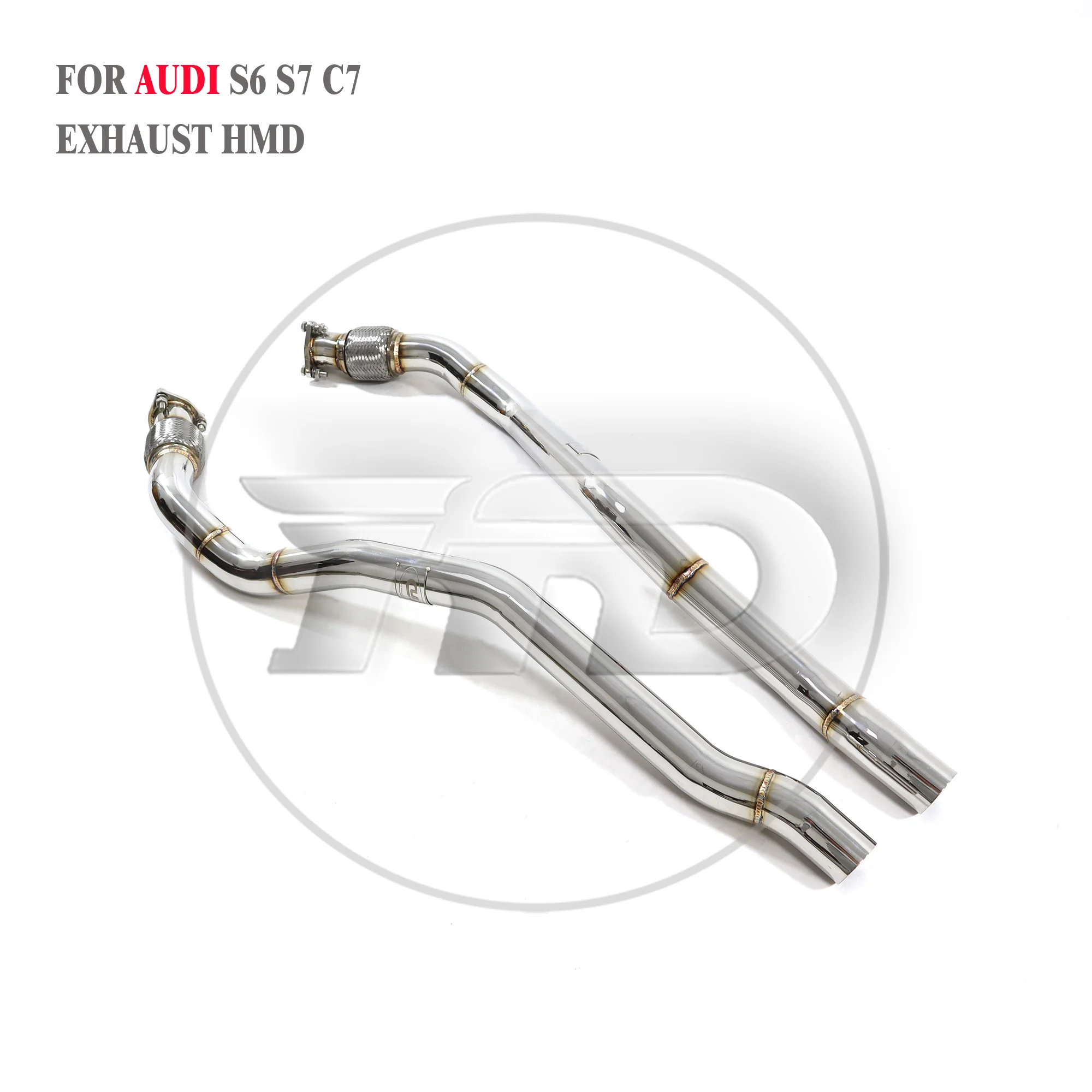 HMD Middle Pipe for Audi S6 S7 C7 4.0T Exhaust System Stainless Steel High Performance Resonant tube Car Accessories