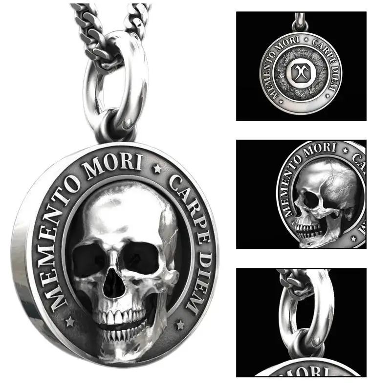 Memento Maury Skull Pendant Punk Rapper Alloy Skull Head Pendant Necklace Punk Demon Skull Necklace Gothic Skull Necklace Jewelr