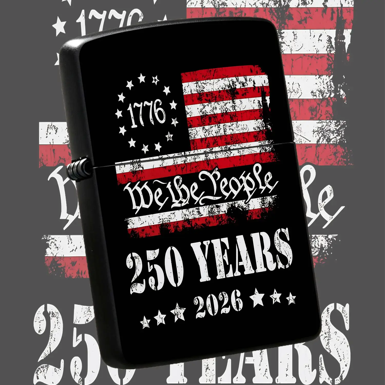 Vintage Distressed 1776 American Independence Themed Lighter With We The People Logo, 250Th 2026 Patriotic Souvenir Portable Igniter, Versatile For Daily Use, Festivals Gifting And Collecting, Unique Retro Style Practic A Humorous And Inter