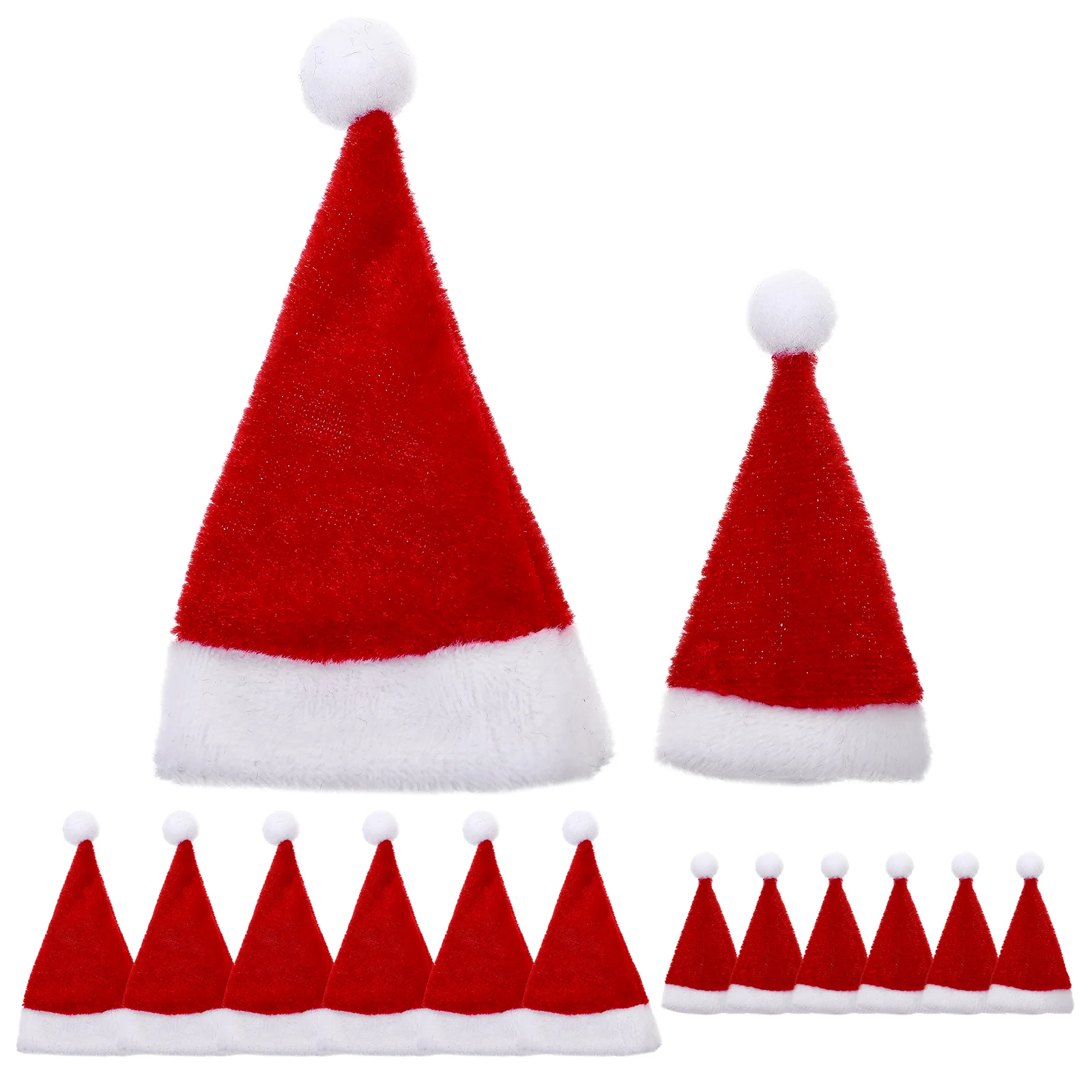 12 Pcs Mini Santa Hat Hats for Crafts Lollipop Christmas Ornaments Miniature Xmas Festive Decoration Props Bottles Cover