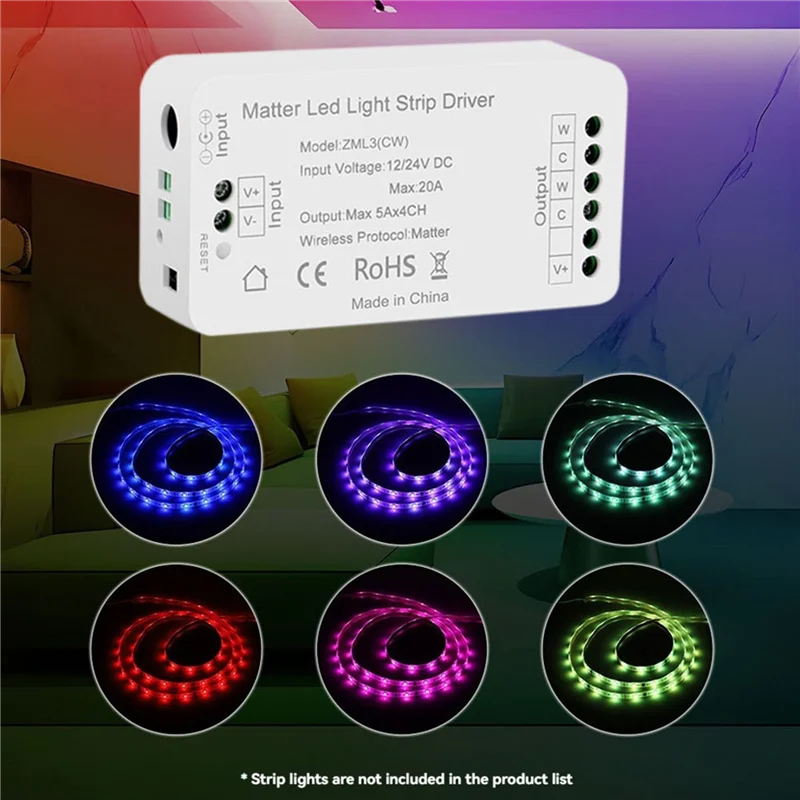 3X Matter Wifi LED Strip Light Controller CW Controller LED Strip Bixb/Siri/For Google Home/For Alexa Control Support-Y47A