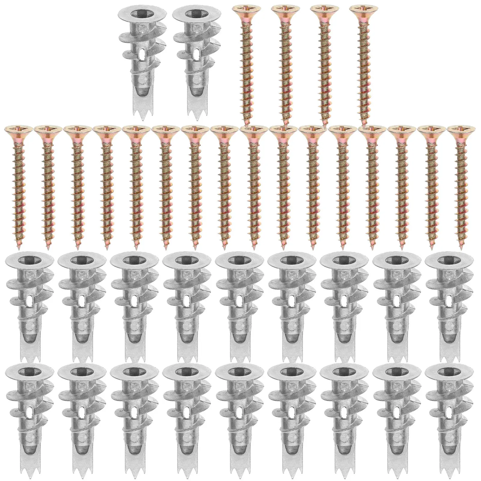 20Sets Self-Drilling Drywall Anchors and Screws Spiral Heavy Duty Hollow Wall Anchor Kit for Home Office Commercial Decor