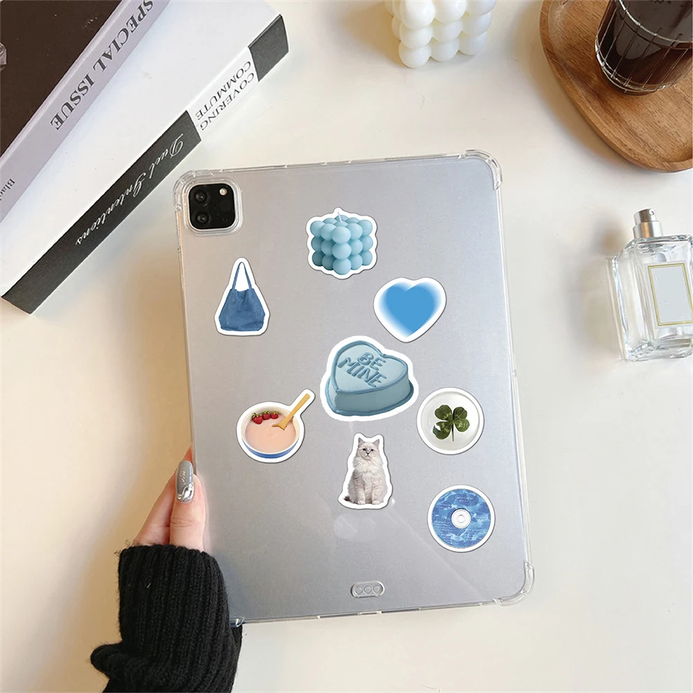 10/30/50pcs Ins Style Cartoon Blue Stickers Cute Aesthetic Sticker Luggage Notebook Guitar Laptop Kawaii Graffiti Decals Pack 5