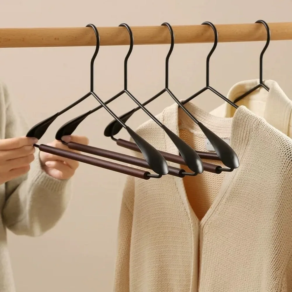 

3PCS Thickened Ironwork Clothes Hanger Vintage Light Luxury Beech Wood Hanger Seamless Construction Wooden Wide Shoulder Hanger