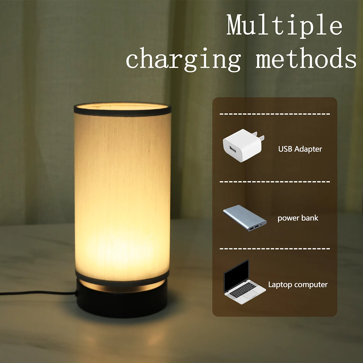 Modern Minimalist Fabric Warm Light Desk Lamp, USB Switch Bedroom Bedside Ambient Light, Living Room and Study Decoration