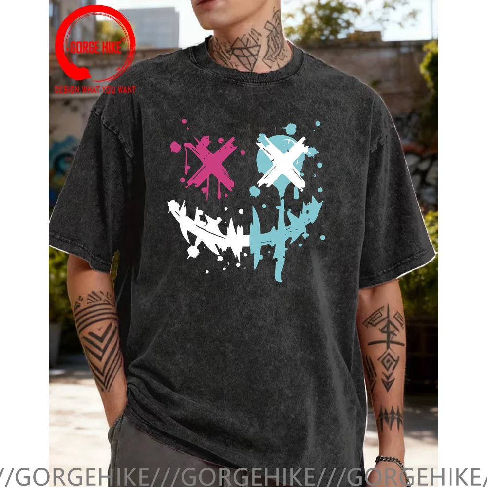 Funny Smile Face Design Print T Shirt Men Joke Humor Smiling Face Stylish Casual Tee Shirt Oversized Fashion Plus Size T-Shirts