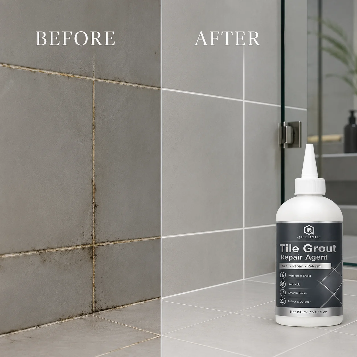 150ml Tile Grout Restorer Pen Waterproof Mildew Resistant Gap Filler Repair Sealant for Bathroom Kitchen Floor Wall Tile Renewal