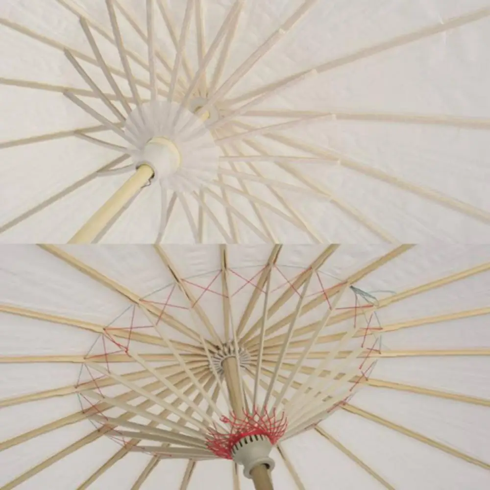 Chinese Style Oil Paper White Umbrella Paper Women Umbrella Japanese Blossoms Silk Ancient Dance Umbrella Decorative Umbrella