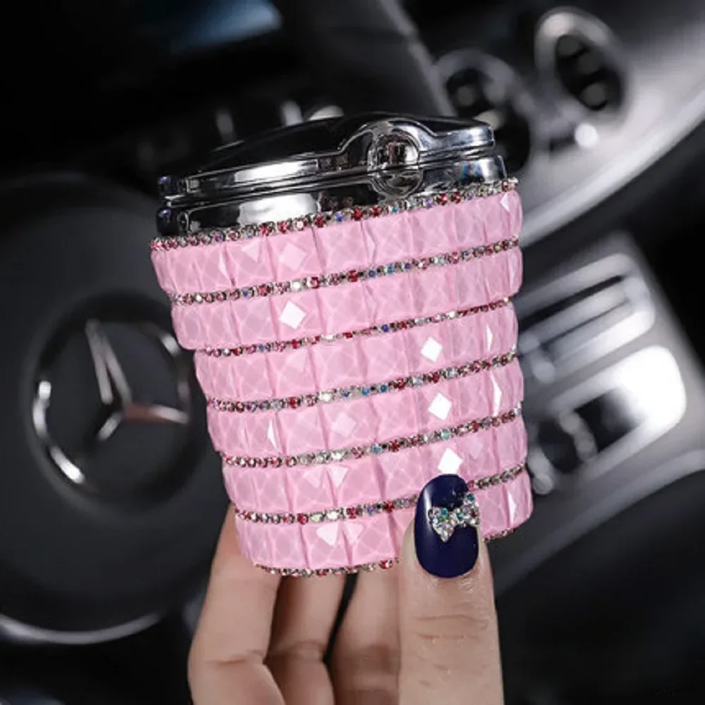 

Luxury LED Light Car Cigar Ashtray Universal Cigarette Cylinder Holder Car Styling Bling Car Accessories Interior for Women