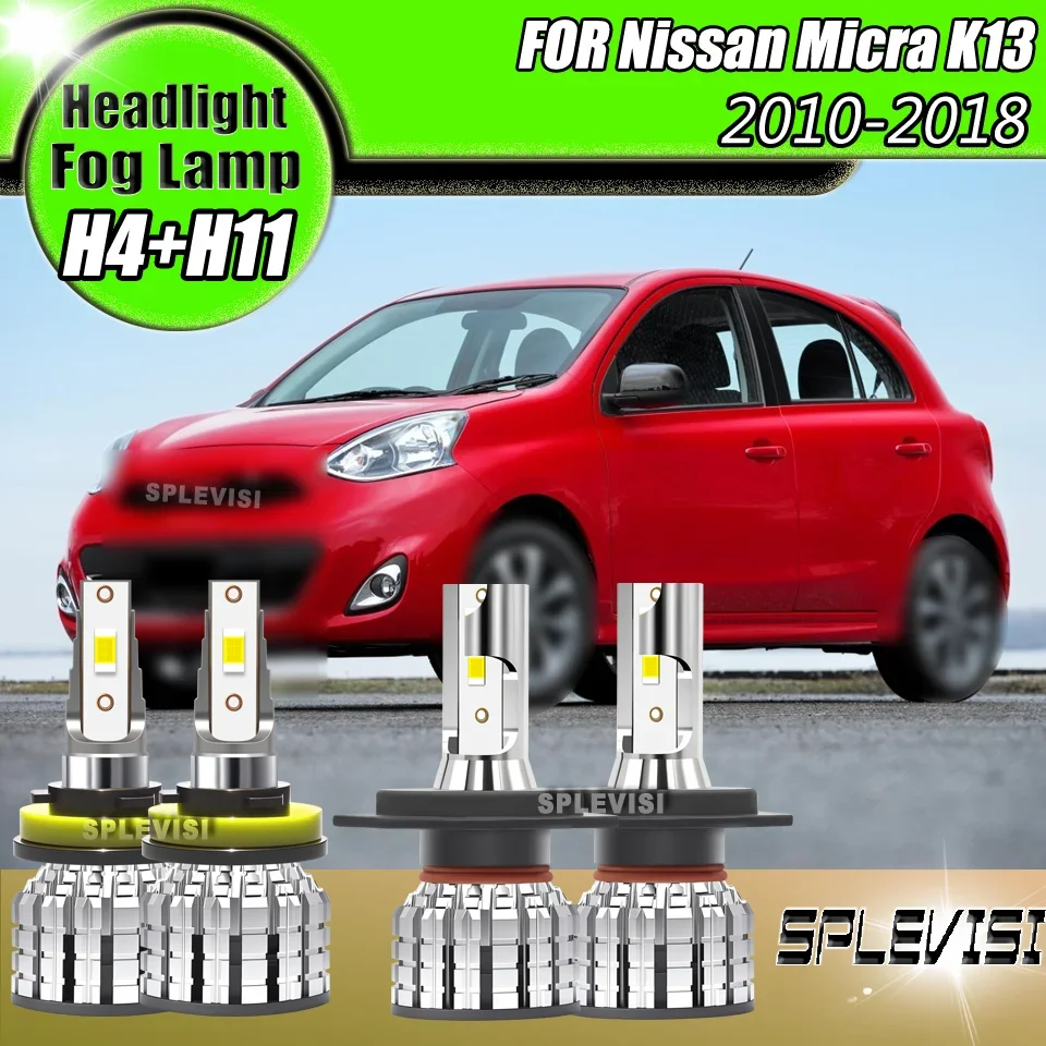 

SPLEVISI Car Light LED Combo Set H4 H11 Headlight Foglight For Nissan Micra K13 2010 2011 2012 2013 2014 2015 2016 2017 2018