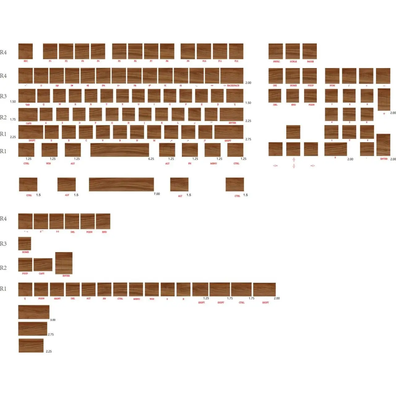

Walnut keycap 136 Cherry Profile Side-lit Shine Through Translucent Backlit Dye Sub Thick PBT Keycaps for MX Mechanica