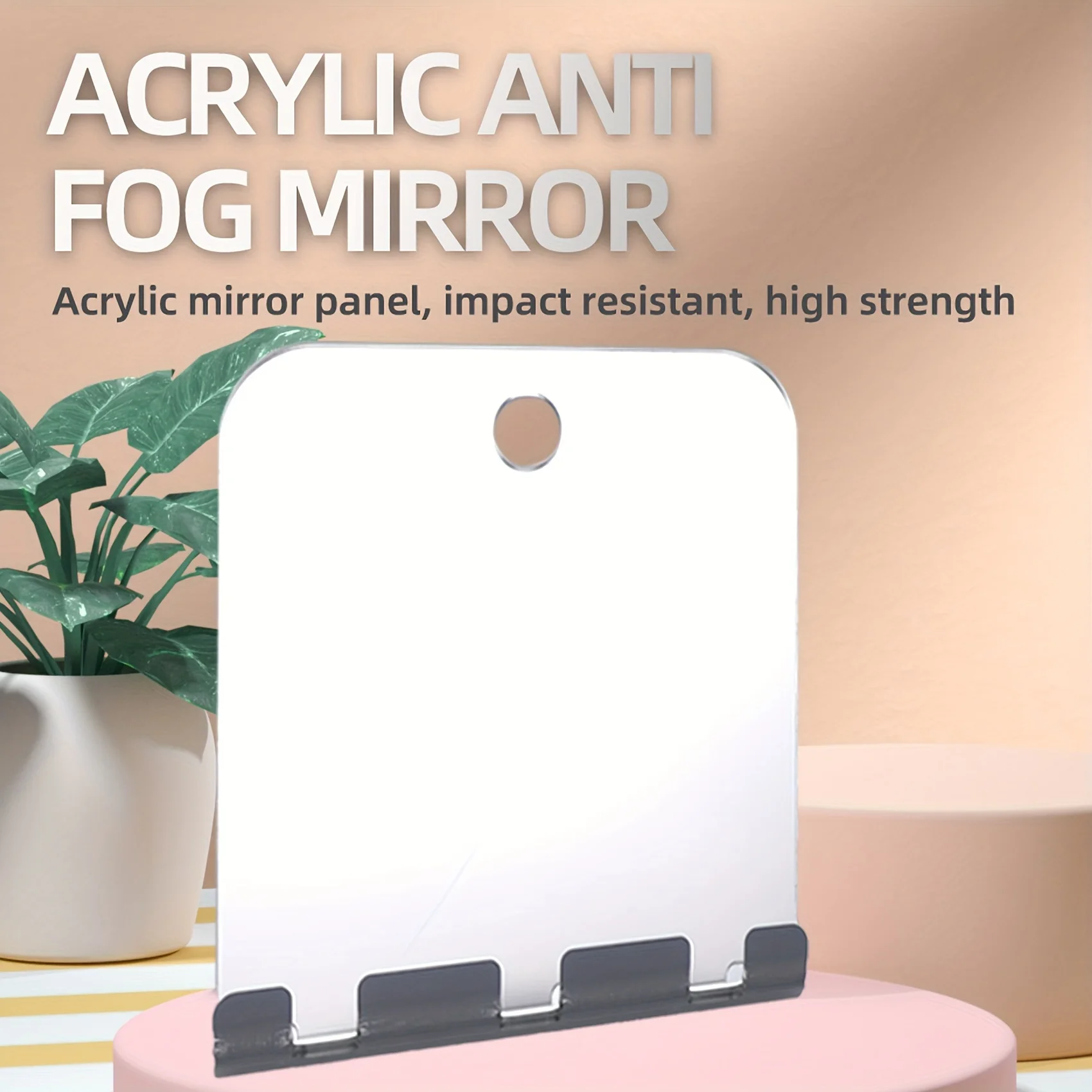 Portable handheld fog free mirror, shower mirror Shaving fog free bathroom mirror, Makeup beard beauty and travel rectangle