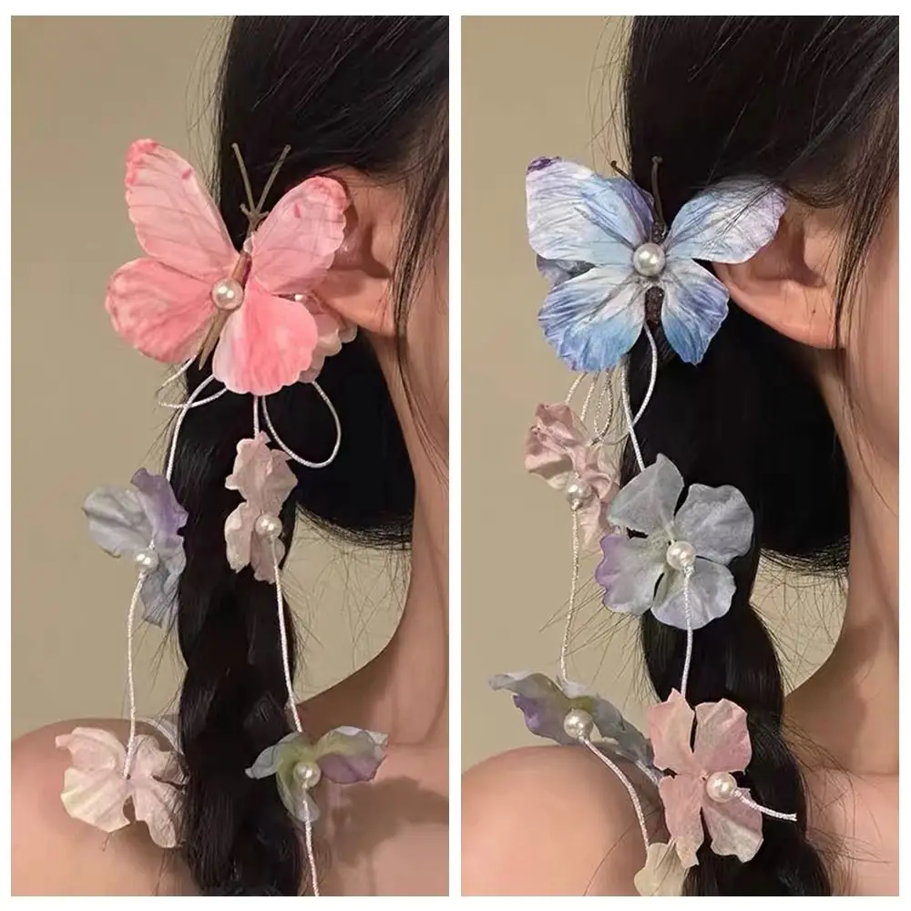 

Elegant Tassel Butterfly Flower Hair Clip Side Clip Styling Headwear Hairpin Hair Accessories Duckbill Clip Women