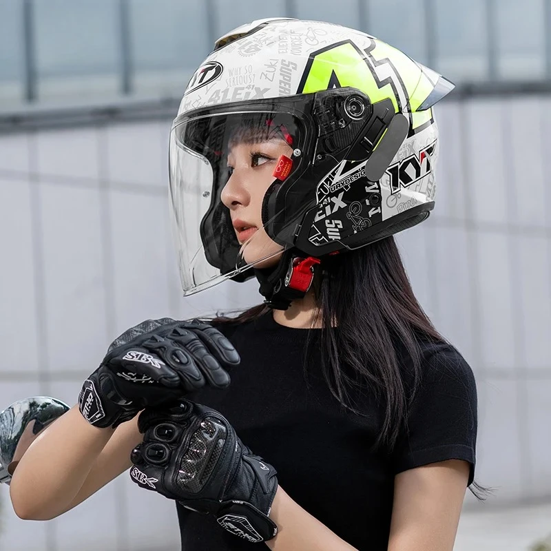 For KYT Motorcycle Helmet Half Helmet KYT ECE2206 Capacete Double Visor Electric Scooter E-bike Casco Moto Motorsiklet Kask