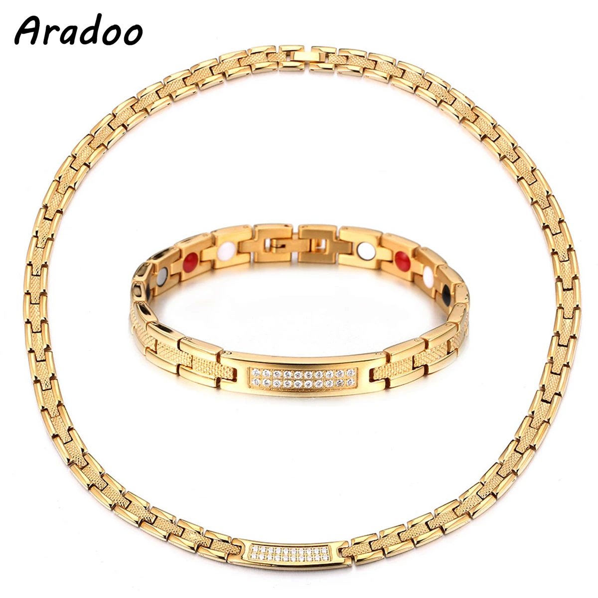 ARADOO Titanium Steel Bracelet Necklace Dragon Design Stainless Steel Jewelry Sets