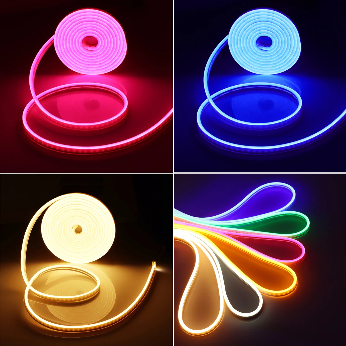 DC Female Plug 12V Neon Light LED Strip SMD 2835 120LEDs/M Neon Sign Waterproof Silicone Rope Lights Flexible Lamp Home Decor