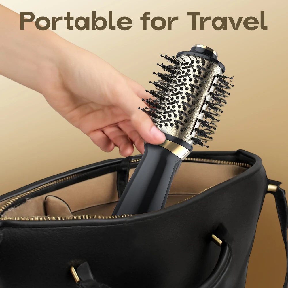 فرشاة مجفف الشعر الصغيرة المحمولة المهنية نظام تصفيف الهواء الساخن التجفيف السريع التحكم في التجعد أدوات تصفيف الشعر حجم صغير