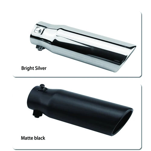 Imagen 2 del producto Silenciador modificado de tubo de escape General de 6,3 cm de diámetro para automóvil, nueva cubierta de Gas de cola de acero inoxidable con revestimiento Diagonal alargado