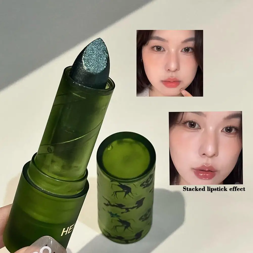 Transparenter, feiner, grün-schwarzer Lippenstift, der die Haut effektiv spendet Feuchtigkeit spendet, pralle, feine Lippenlinien, Lippenreduzierung B5S0