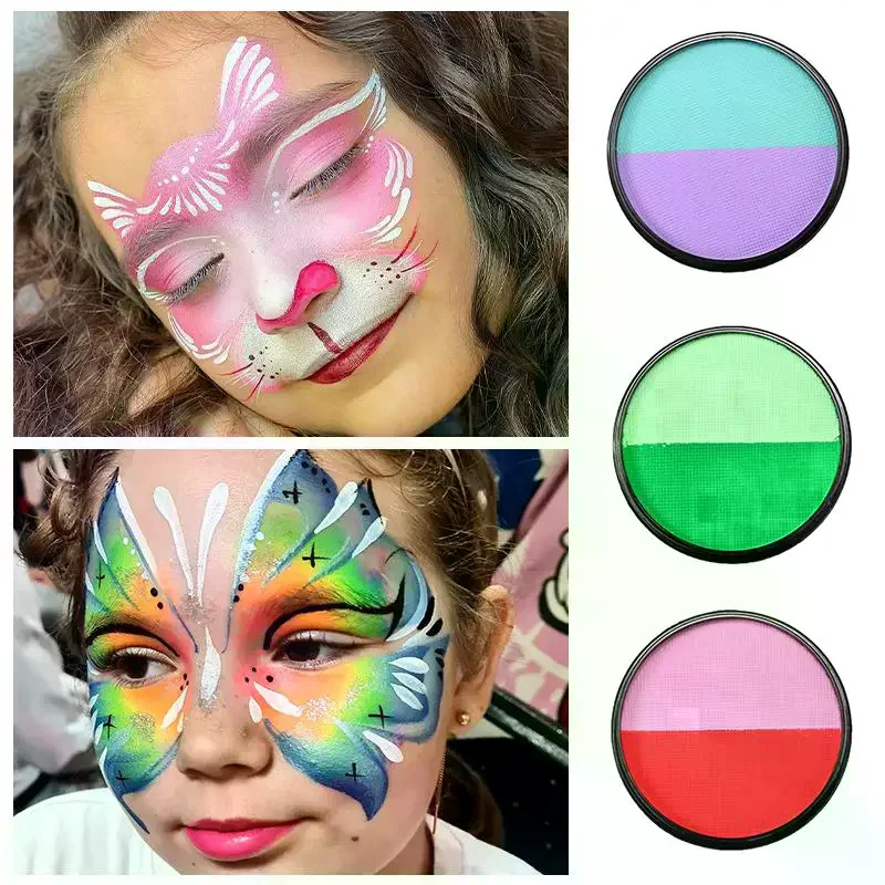 30G Multicolor Watercolor Face Paint Dual-Tone Easy Wash Water-Based Body Art For Stage Makeup Art Supplies Christmas Halloween