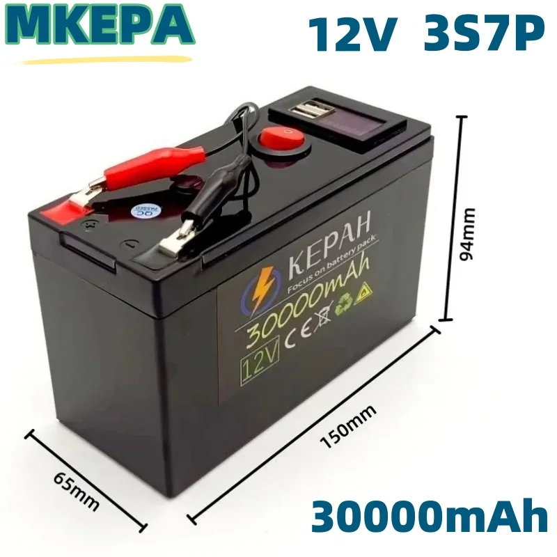 

Powerbattery18650 12V 3S7P Lithium Battery Pack+12.6V3A Charger,Built-in 30Ah High Current BMS,Used for Spraying Equipment,Etc