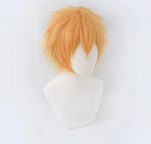 Peruca curta resistente ao calor Denji Cosplay, cabelo sintético resistente ao calor, Perucas Anime Halloween, boné de peruca, alta qualidade