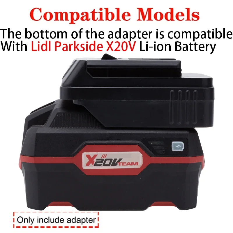 Adapter for Bosch 18V Li-ion tools to Converts to Lidl Parkside X20V Li-ion battery adapter power tool accessories