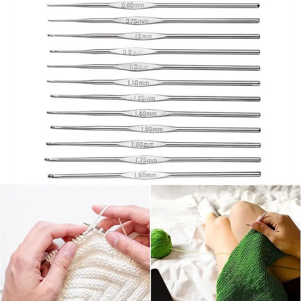 

12 шт./набор, вязальные крючки из нержавеющей стали