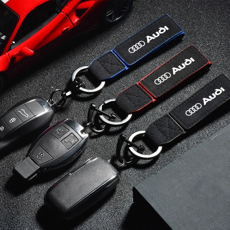 High Quality Suede Car Keychain Key Ring Anti-lost Keyring Pendants For Audi RS A4 B8 B6 B7 B9 A3 8P 8V 8L A6 C7 C6 A5 Accessory