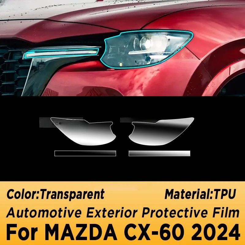 For MAZDA CX-60 2024 Car Exterior Headlight Anti-scratch Front Lamp Transparent TPU Protective Film Sticker