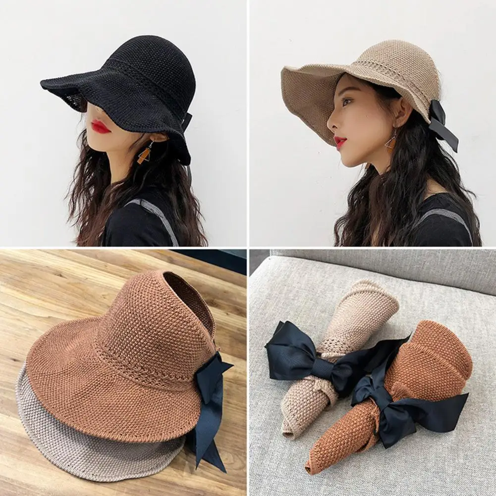 Sun Hat Stylish Wide Brim Sun Hats for Women Foldable Travel Beach Hat with Uv Packable Straw for Summer