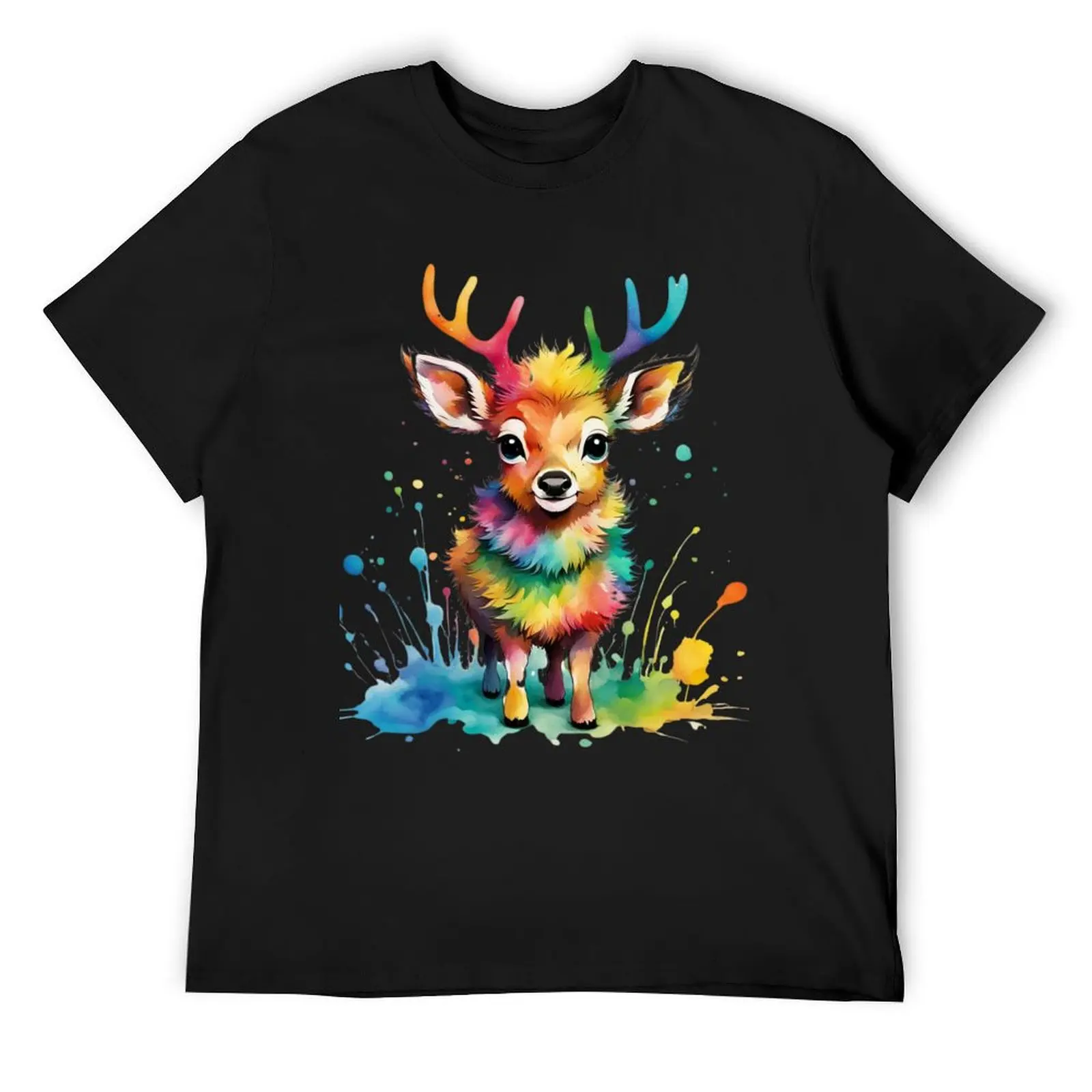 

Rainbow deer T-Shirt korean fashion plus sizes anime tshirt tees mens clothes