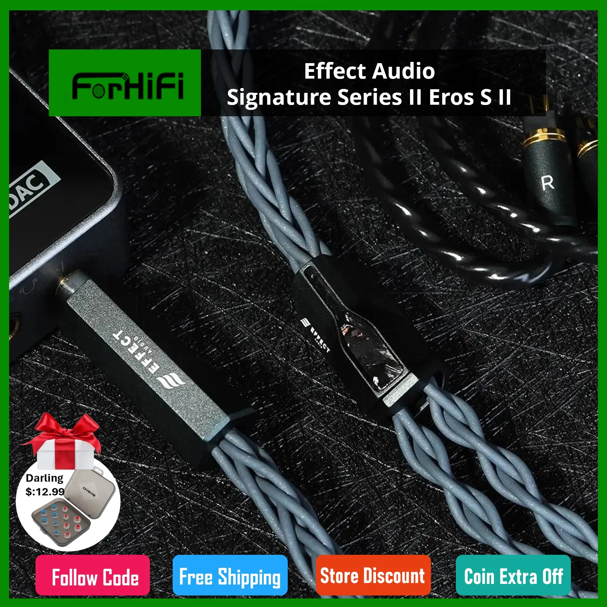 Effect Audio Signature Series II Eros S II 8 Wire Earphone Cable 2Pin 0.78 ConX Interchangeable Connector Professional IEM Cable