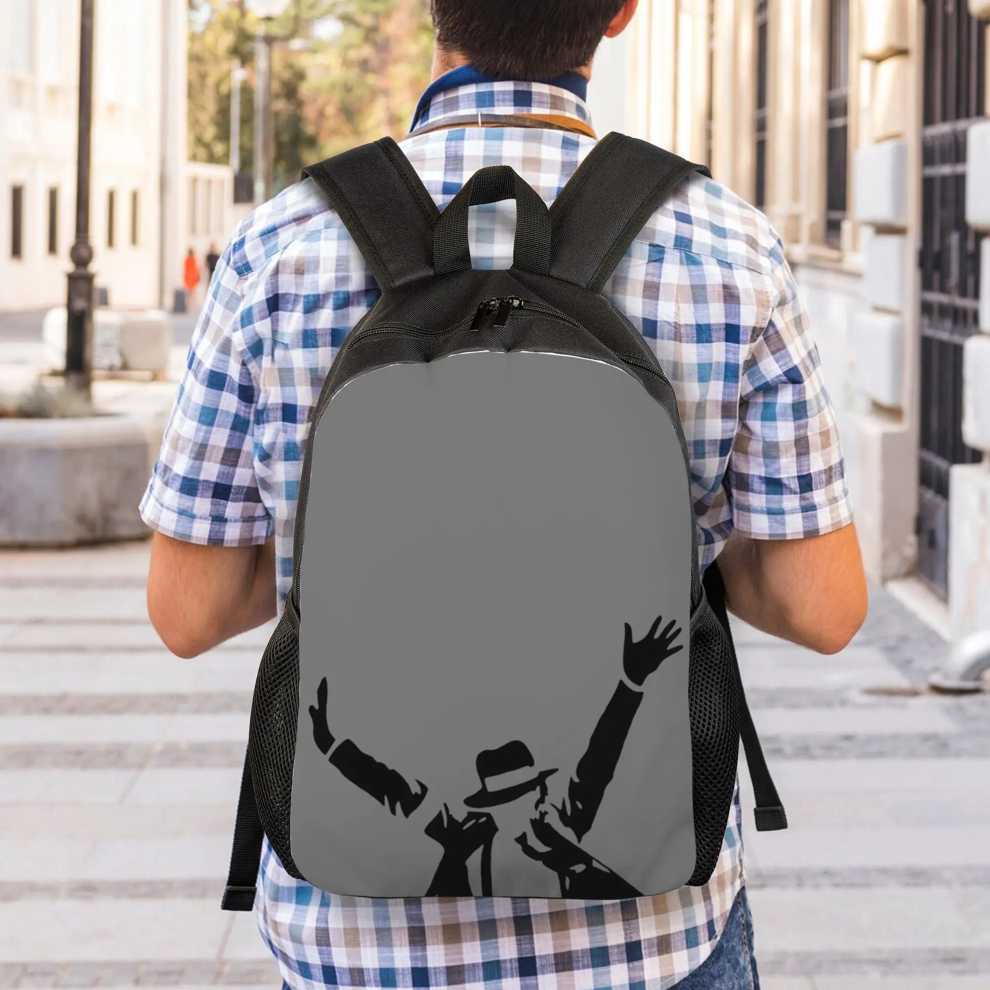Schoolbag Back to school season MJ King of Pop8  Retro Washable Backpack
