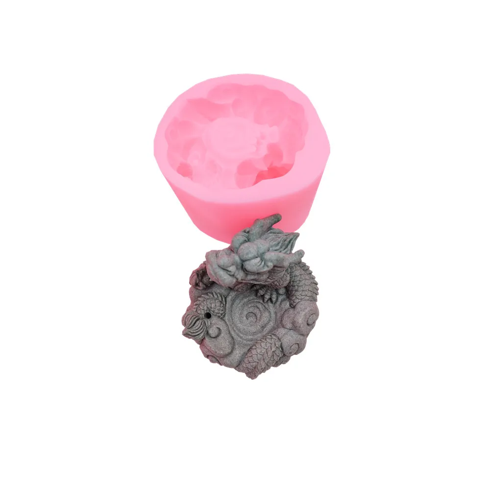 DIY candle mold Creative Lucky Dragon Ornaments Silicone Mold Mascot Home Cement Gypsum Resin Epoxy Crafts candle mould