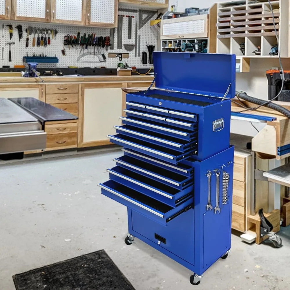 صندوق أدوات 13 درجًا، صندوق أدوات بعجلات، خزائن أدوات دوارة مع أدراج، صندوق أدوات قابل للفصل مع مقابض خطافات #6