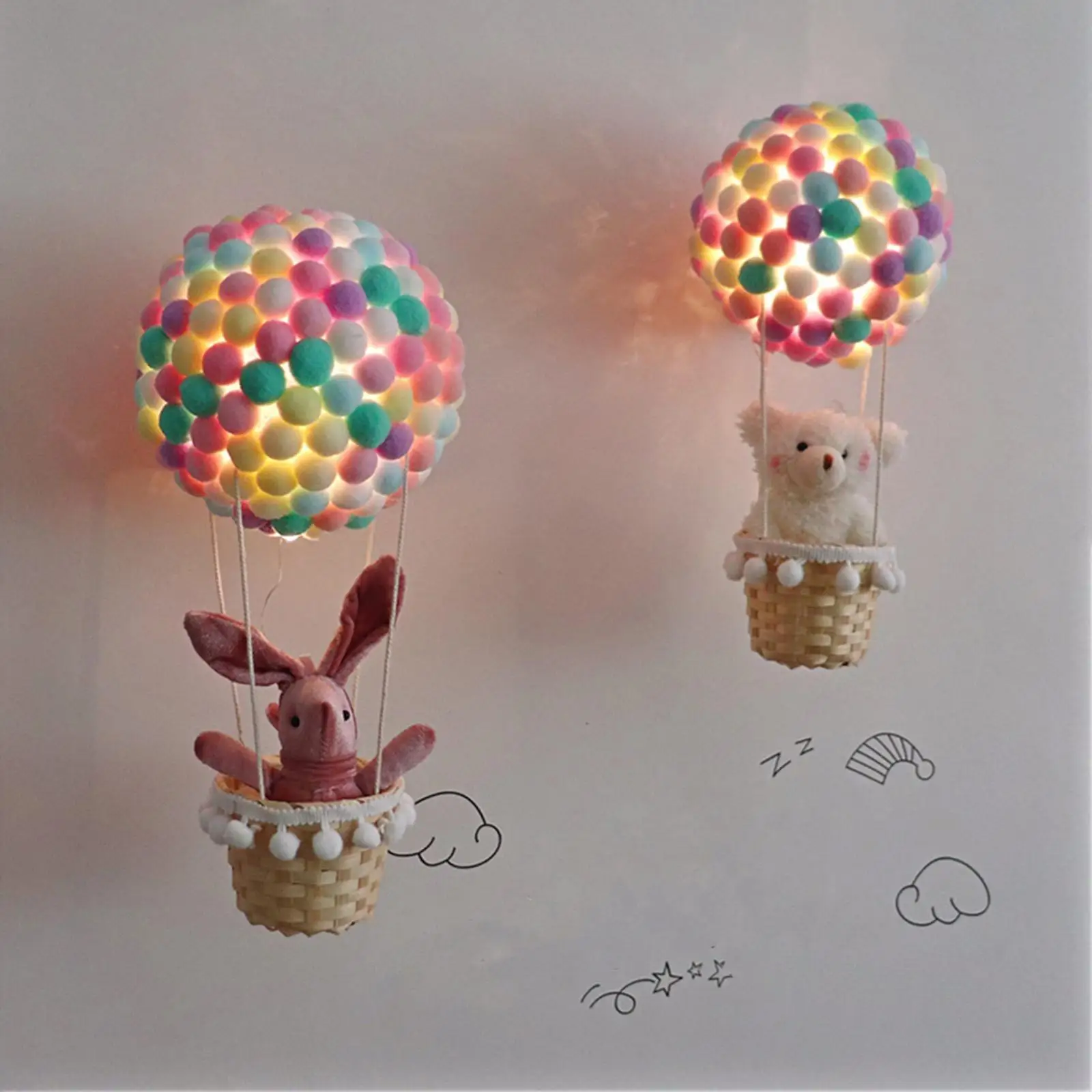Creative Hot Air Balloon Night Light Material Package DIY Baby Handmade Kids Girls Night Lamp for Party Birthday Gift Home Decor