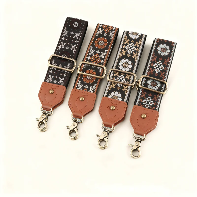 

5CM Jacquard Embroidery Crossbody Shoulder Strap For Single Shoulder Bag Briefcase Computer Bag PU Leather Bag Strap