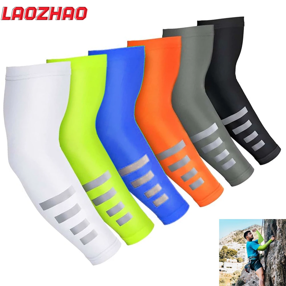 Arm Sleeves, Cooling UV Sun Protection Sports Compression for Men/Women - Ice Silk Fabric (Black/White/Gray/Blue/Orange/Yellow)