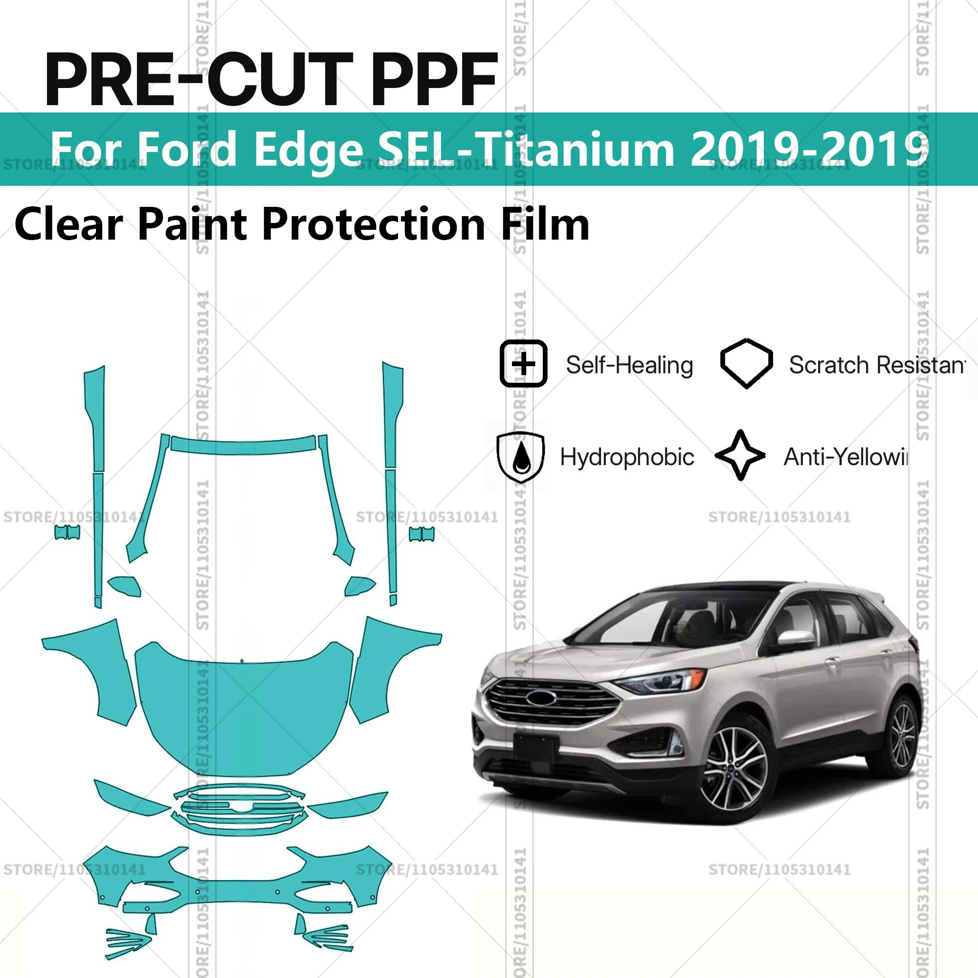 

Pre-Cut Paint Protection Film PPF Transparent Car Film Automotive PPF Front Kit - Rockers For Ford Edge SEL-Titanium 2019-2019