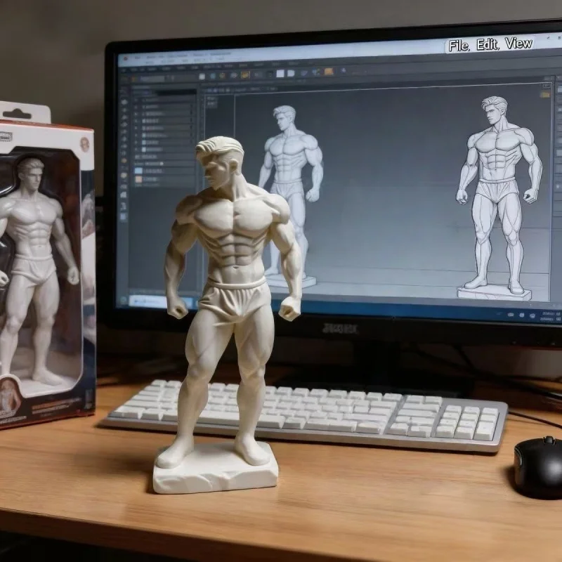 New 3D Printed Cool Muscle Man Model Desktop Ornament Bodybuilding Abs Creative Decor Collectible Gift for Handicraft Lovers